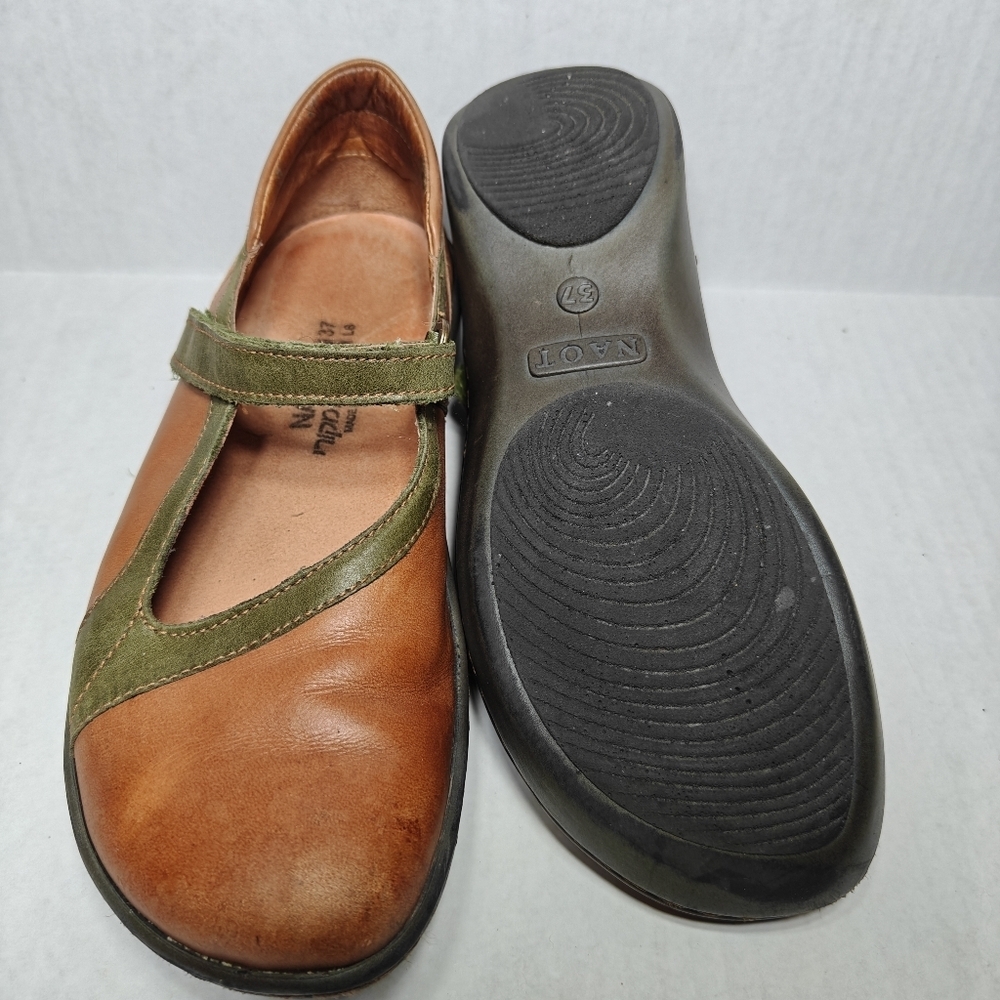 NAOT Minke Mary Jane Brown Olive Silver Leather Strap Women's Shoes Size 6 EU 37 - Picture 10 of 10